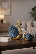 Golden Elegance Swan Pair Decorative Artifact